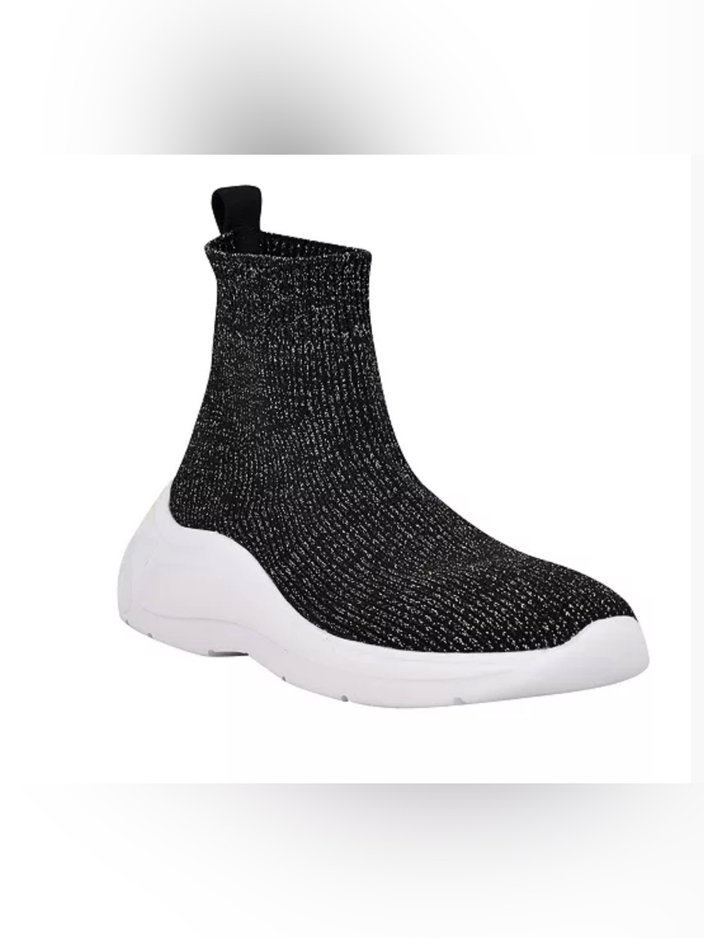 GUESSWomen's Sindera Stretch Knit Sneakers Black Knit Sock Sneaker SIZE 9 flawed